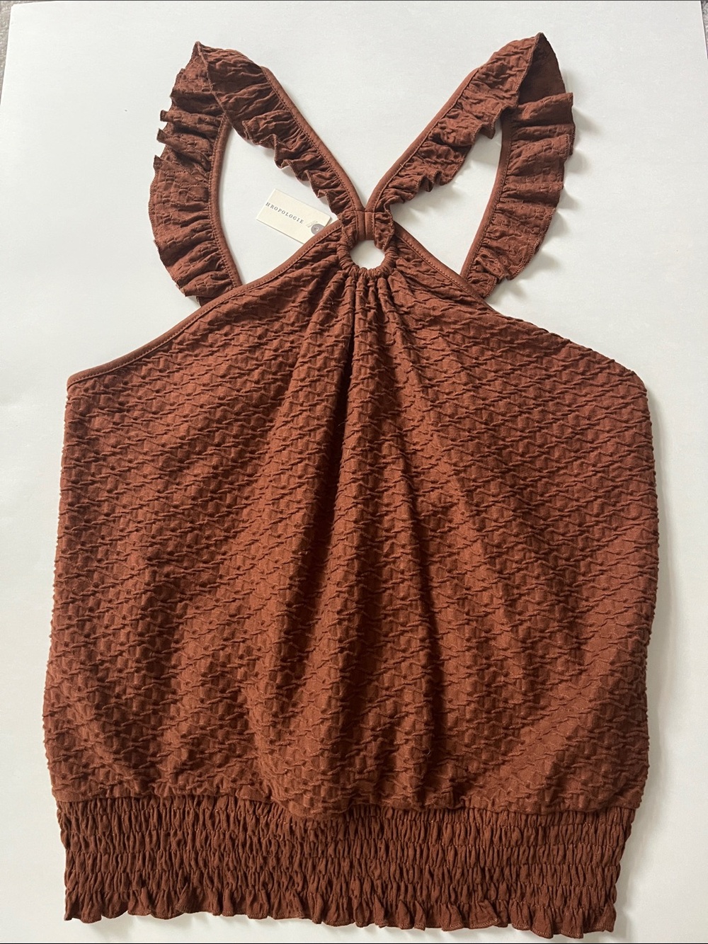 Anthropologie Rust Brown Halter Ruffle Camisole